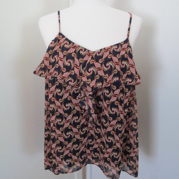 Webster Miami for Target Blue Print Ruffle Neck Cami Size L - Picture 14 of 14